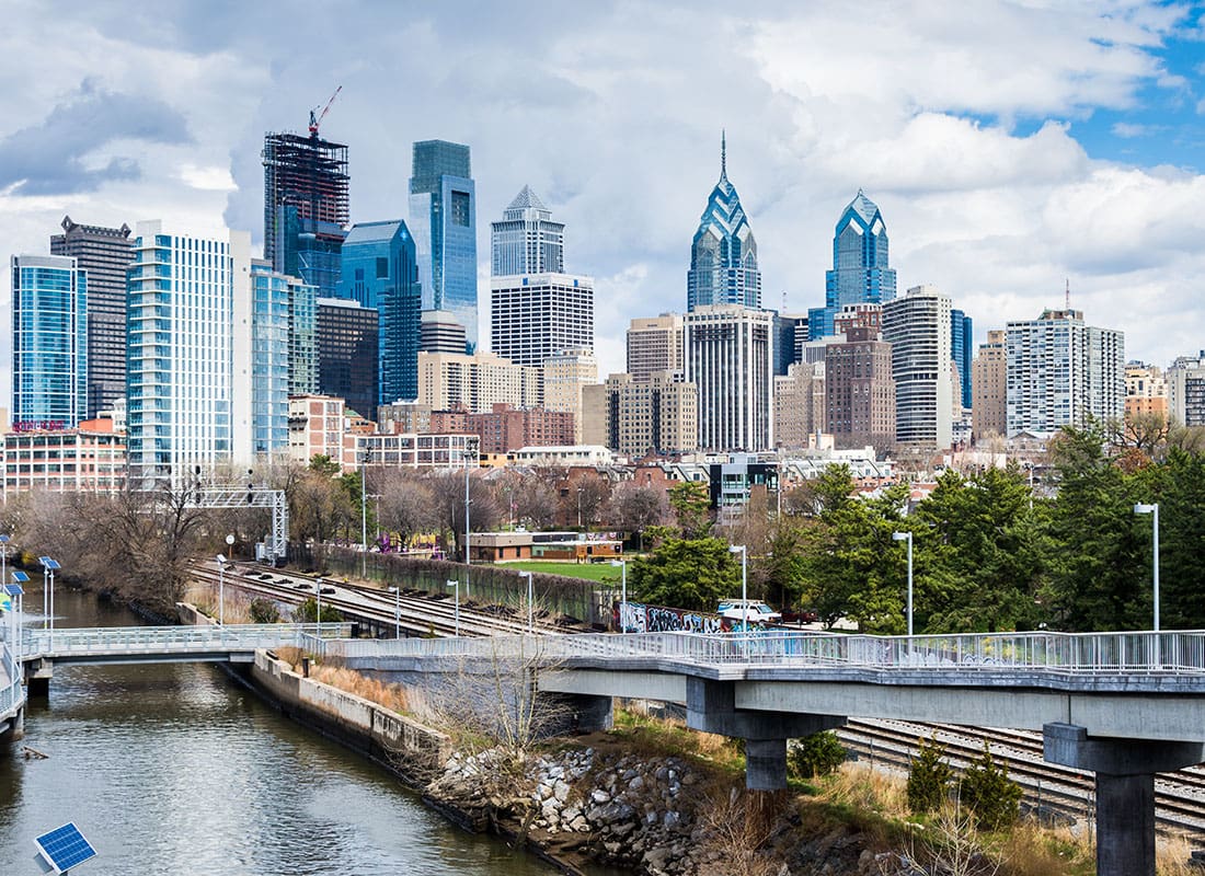 Philadelphia, PA - Aerial View of the City Scape of Philadelphia, PA